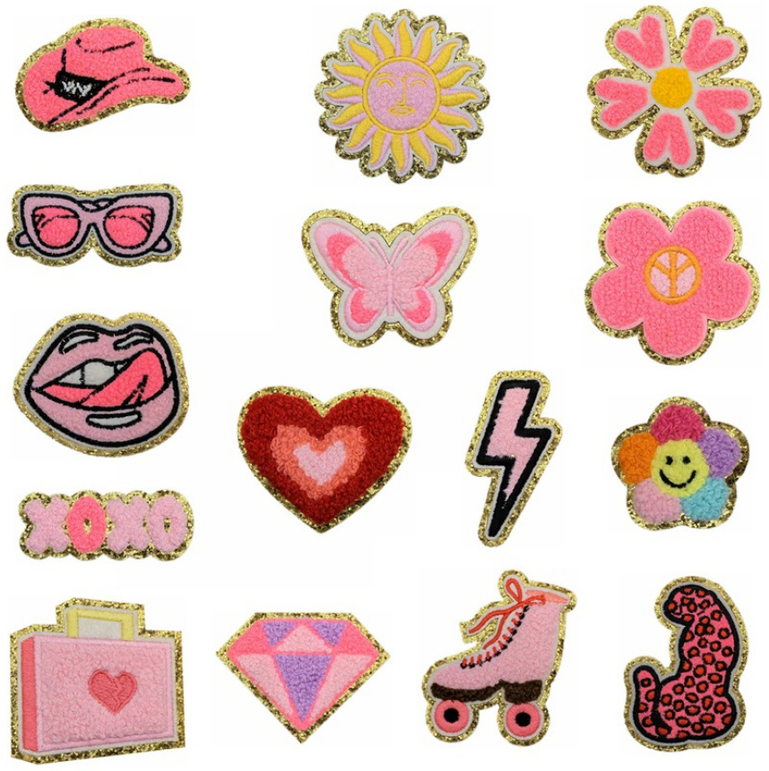 Phone Accessories Pictures - 10 Stück Blumen-Gepäck-Herz-Handtuch, bestickte Aufnäher, Kleidung,