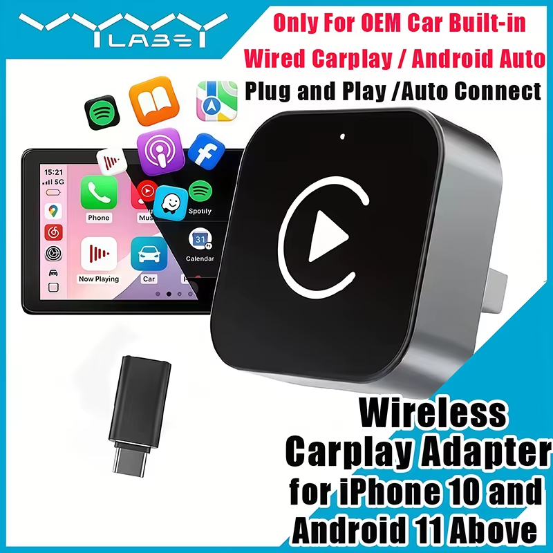 Phone Accessories Unique - 2-in-1 Wireless CarPlay Adapter Plug-and-Play für