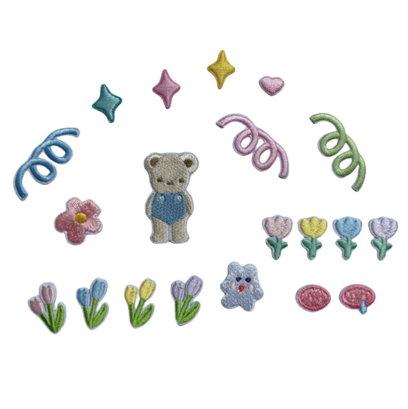 Phone Accessories Pictures - 10 Stück Blumen- und Stern-Stickerei-Aufnäher zum