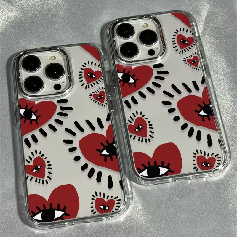 Phone Accessories Unique - Einzigartige rote Herz-Augen-Rahmen-weiche Handyhülle für iPhone
