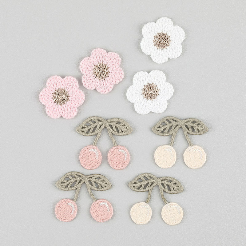 Phone Accessories Pictures - 20 Stück rosa-weiße Kirschblüten-Stickapplikationen für Haarspangen,